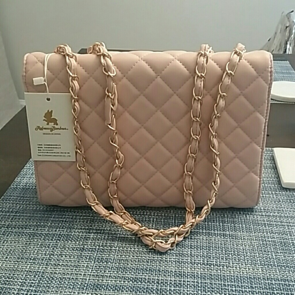SALE!RB Vegan MilanoDiamondCheck Shoulder Bag-Pink - Picture 5 of 7